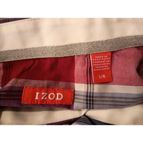 Izod Men's Long Sleeve Button Up Cotton Twill Plaid Shirt Size L Preppy  NWT - Picture 15 of 15